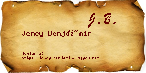 Jeney Benjámin névjegykártya